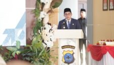 Foto sambutan Bupati Tanahbumbu Andi Rufi Latif, dalam acara syukuran hari Bhayangkara ke-79 di Mapolres Tanah Bumbu, Selasa kemarin.